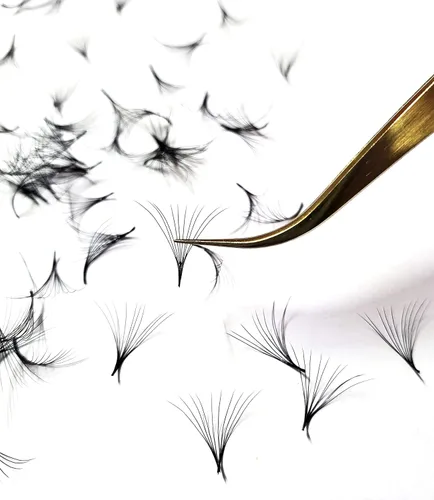 Vista 8 de KimLashes 4D a 10D – 0.07 C y D Curl 1000 abanicos de volumen prefabricados, abanicos sueltos, extensiones de pestañas hechas a mano, suministros