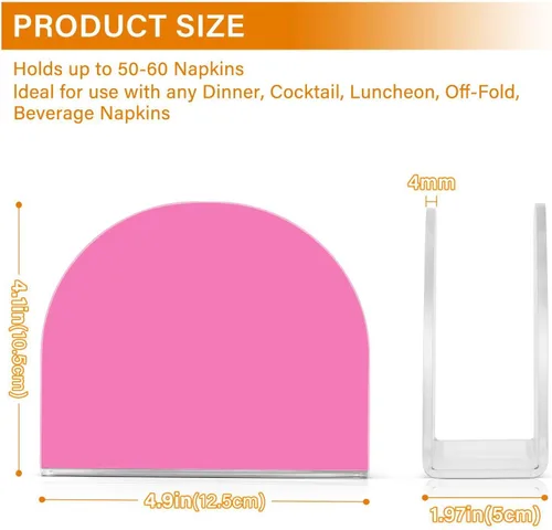 Vista 3 de Servilleteros color rosa coral claro, servilletero acrílico para almuerzo, servilletero, vertical, servilletero, para mesa, restaurante, picnic