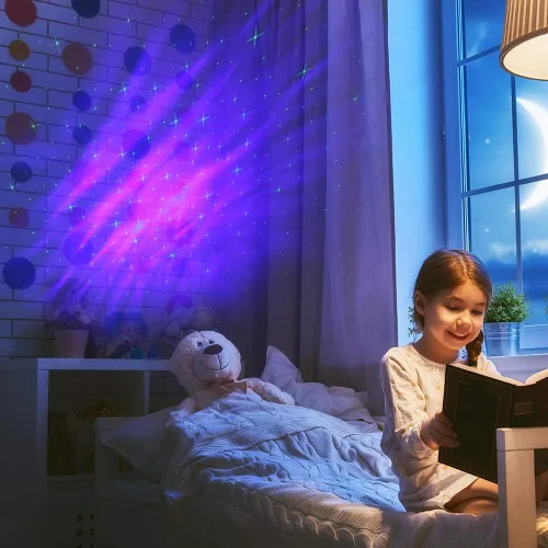 Vista 5 de LedMAll Aurora Star Green y RGB LED Night Lights Proyector decorativo con altavoz Bluetooth Control remoto
