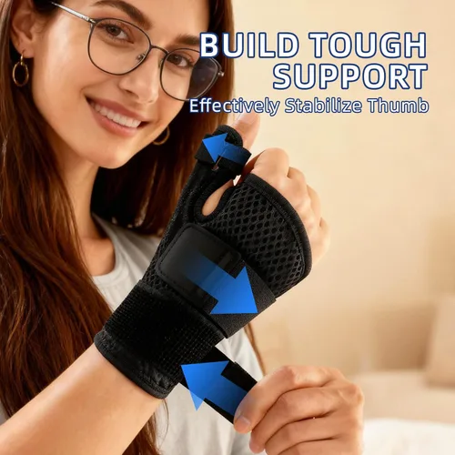 Vista 2 de Soporte de férula para pulgar para artritis y túnel carpiano, inmovilizador ajustable para dedo gatillo, tendinitis, alivio del dolor de esguince