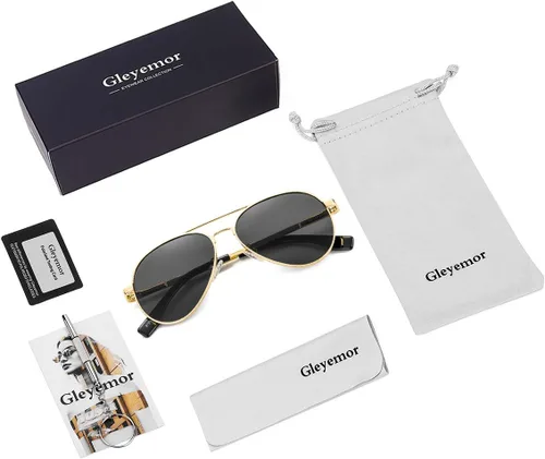 Vista 7 de Gleyemor Gafas de sol de aviador pequeñas para mujeres y hombres, marco pequeño de 2.047in, polarizadas, aviadores para cara pequeña