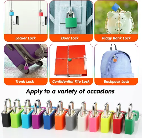 Vista 4 de Photect Candados de metal para maleta con llaves, candados de metal, multicolor, para equipaje pequeño, para escuela, gimnasio, aula, hogar, mochila
