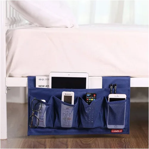 Vista 14 de Zafit Organizador de almacenamiento de mesita de noche, organizador de armario de mesa para mandos, teléfono, lentes (4 bolsillos, negro)