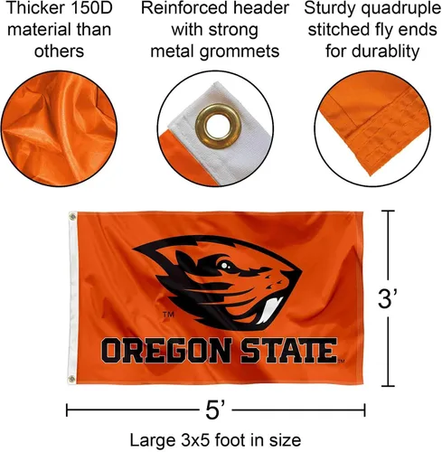 Vista 2 de College Flags & Banners Co. Oregon State Beavers OSU University - Bandera de universidad grande