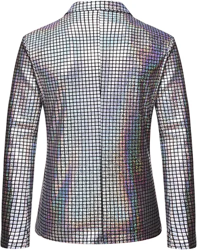 Vista 6 de BBAUER Trajes de lentejuelas, blazers inteligentes con muescas ligeras con botones regulares, blazer de lentejuelas con purpurina para club
