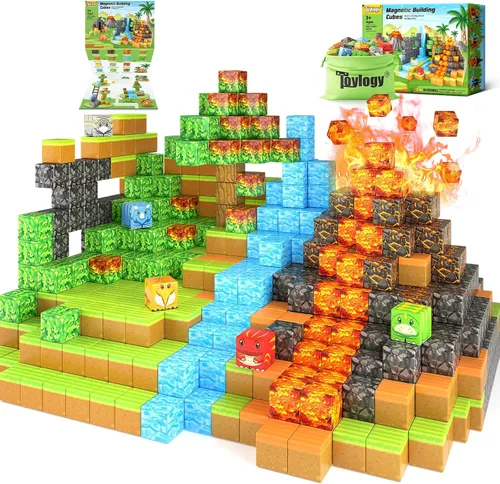 Vista 11 de 100 bloques magnéticos Forest World - Juguetes Montessori para niños y Bosque
