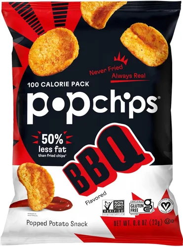 Vista 4 de Popchips Paquete variado de papas fritas, porciones individuales de 0.8 onzas (paquete de 24), 4 sabores: 8 sal marina, 8 barbacoa, 4 crema agria