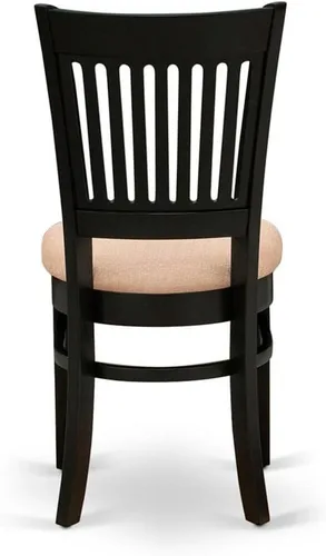 Vista 7 de East West Furniture VAC-BLK-C Vancouver Sillas de Comedor - Sillas de Madera Tapizadas en Tela de Lino, Juego de 2, Negro