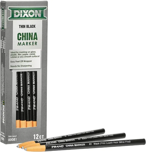 Vista 4 de Dixon Marcador para porcelana, negro, punta delgada, docena