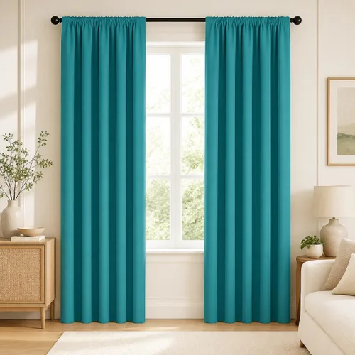 Vista 49 de Deconovo Cortinas opacas, aislamiento térmico, dobladillo para barra, reducción de ruido, certificado Oeko-TEX, cortinas de oscurecimiento