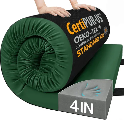 Vista 24 de CYMULA Almohadilla de Colchón de Espuma Viscoelástica para Acampar, Almohadilla para Dormir de 3 Pulgadas para Acampar, Base Antideslizante Inferior