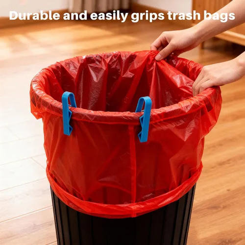 Vista 7 de AUEAR, Paquete de 10 clips para bolsas de basura, abrazadera de cubo de basura, clip de fijación antideslizante, color azul