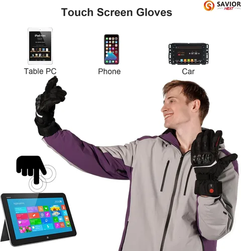 Vista 5 de SAVIOR HEAT Guantes térmicos para hombres y mujeres, guantes eléctricos recargables, guantes de esquí con calefacción y guantes de snowboard