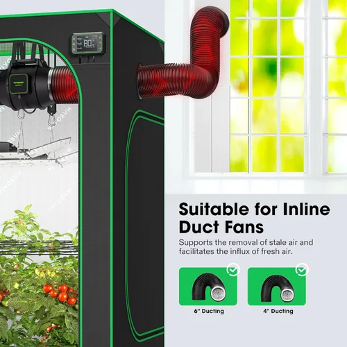 Vista 2 de VIVOSUN Kit de ventilación de ventana, kit de sellado portátil de ventana de CA, compatible con conductos de 4 pulgadas/6 pulgadas y manguera de 5.9
