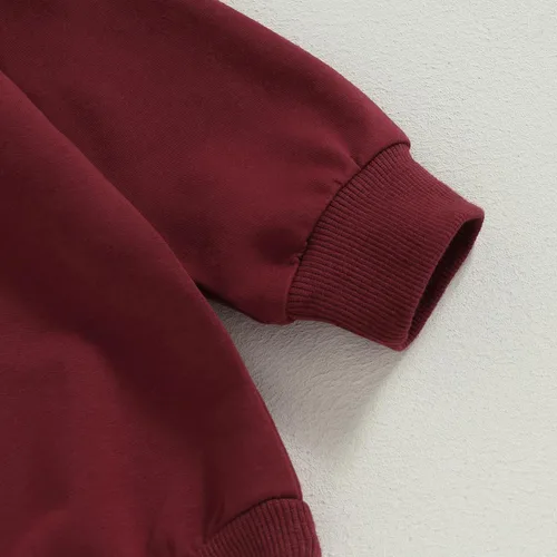 Vista 6 de Sudadera para bebé niño y niña, color liso, cuello redondo, suéter de manga larga de gran tamaño, con bolsillo