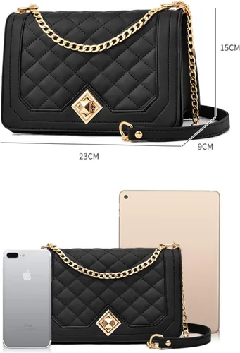 Vista 2 de Travistar Bolsos cruzados para mujer, bolsos pequeños de piel sintética, bolso de hombro, bolso de noche, bolsos acolchados con correa de cadena