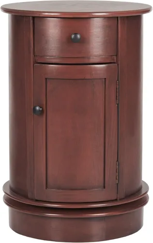 Vista 10 de SAFAVIEH Home Collection - Mesa decorativa negra Tabitha, mesa auxiliar redonda giratoria con 1 cajón y almacenamiento interior de gabinete, diseño