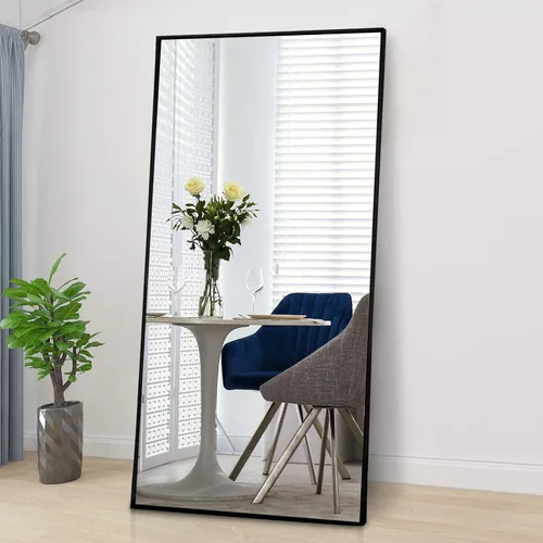 Vista 2 de CONGUILIAO Espejo de longitud completa, 65 x 24 pulgadas, espejo rectangular de pie para colgar o inclinarse, para colgar o inclinarse, para montar