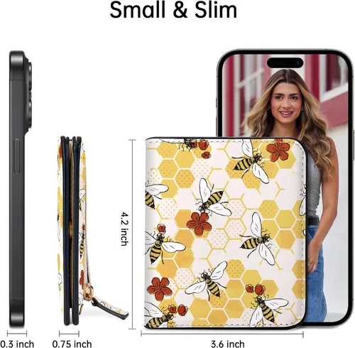 Vista 3 de Toughergun Billetera para Mujeres con Bloqueo RFID, Pequeña, Compacta, Bifold de Cuero de Lujo, Billetera de Bolsillo para Damas, Mini Monedero