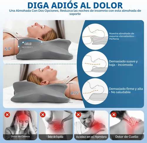 Vista 3 de Almohada cervical para aliviar el dolor de cuello, almohadas de espuma viscoelástica