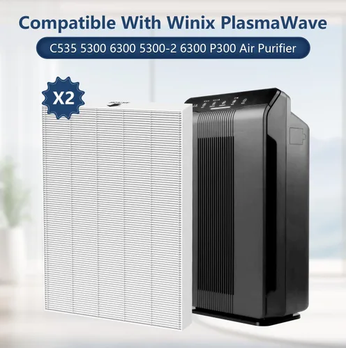 Vista 3 de Colorfullife Paquete de 2 filtros True HEPA 115115 tamaño 21 A para purificador de aire Winix PlasmaWave 5300-2, C535, P300, 6300-2, 5300, 9000