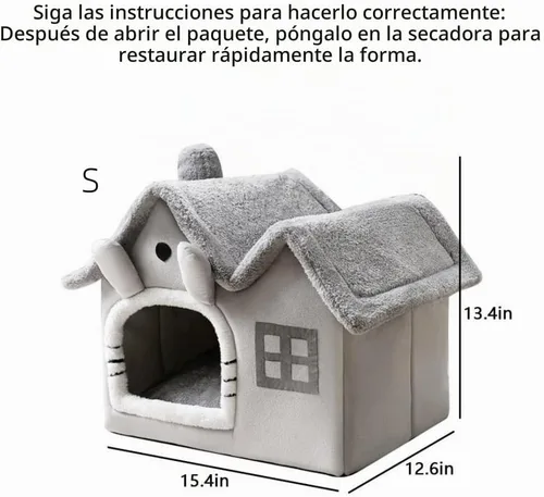 Vista 2 de Casa de Perro de Interior de Lujo con Doble Techo para Gatos, Caseta Plegable Cálida y Suave, Esponja de Memoria de Alta Elasticidad 30D, Cojín