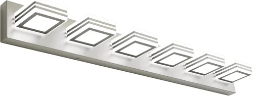 Vista 23 de SOLFART Lámparas LED para tocador de baño: 3 luces de níquel cepillado moderno acrílico para pared de baño sobre espejo de 20 pulgadas 5CCT Níquel