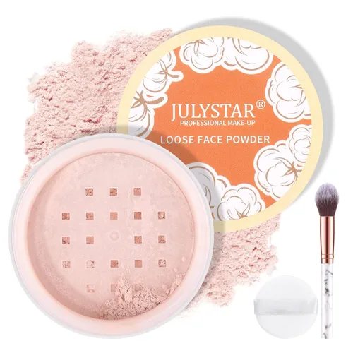 Vista 8 de Polvo de cara suelta de ajuste rosa, control de aceite minimiza los poros, maquillaje suelto para hornear cara, polvo fijador de maquillaje, acabado