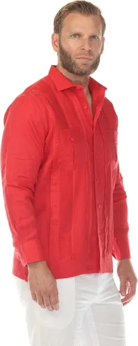 Vista 6 de Mojito Collection Camisa guayabera de dos bolsillos 100% lino para hombre con múltiples pliegues