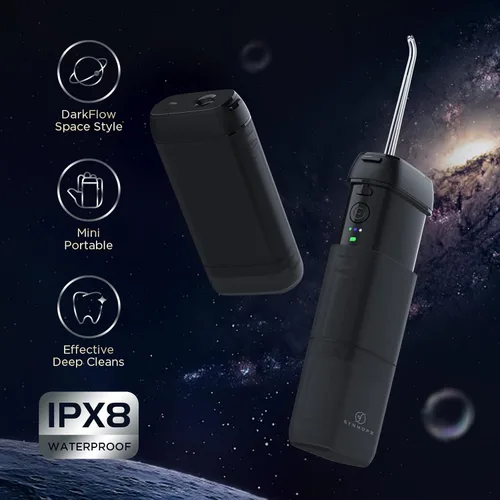 Vista 2 de Limpiador de agua dental [ Mini inalámbrico portátil ] Irrigador oral limpiador de dientes púas, tanque de agua telescópico, 3 modos y impermeable