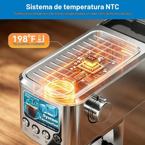 Vista 3 de XIXUBX Máquina de café expreso en frío con espumador de leche, gris Brushed Silver