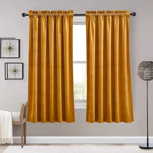 Vista 87 de RYB HOME Cortinas opacas de terciopelo para dormitorio, aislamiento térmico, privacidad, luz solar, bloqueo de calor, cortinas lujosas con bolsillo