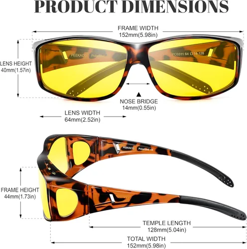 Vista 44 de Night Vision Driving Glasses for Men & Women - Polarized Anti Glare Fit Overs with Wrap-Around HD Yellow Lens