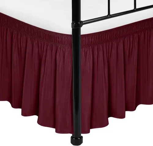 Vista 35 de Biscaynebay Faldas de cama envolventes con esquinas divididas para camas Twin/Twin XL de 15 pulgadas de caída, volantes de polvo elásticos Negro