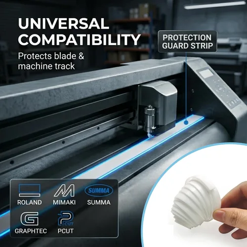 Vista 6 de Tira de protección para Roland Grahptec Mimaki Pcut Summa GCC Liyu Cutter Plotter W: 0.157 in T: 0.031 in L: 72.2 ft