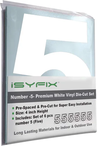 Vista 24 de iSYFIX - Calcomanías de vinilo blancas con número 0 (cero) - Juego de 6 unidades de 1.5 pulgadas autoadhesivas - Decalcomanías premium troqueladas