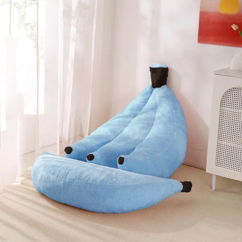 Vista 15 de Sofá de frijoles con otomana IEVENW en forma de banana, sofá de piso con reposapiés, cómodo sofá cama convertible para adultos, sofá de felpa