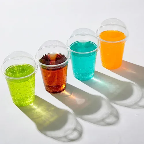 Vista 7 de Paquete de 100 vasos de plástico transparente de 12 onzas con tapas de cúpula, tazas desechables de parfait de postre para helado, bebidas de café
