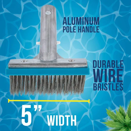 Vista 3 de U.S. Pool Supply - Cepillo de piscina para piscinas enterradas - Cabezal de cepillo de piscina de 5" de acero inoxidable, cerdas de alambre