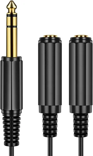 Vista 4 de ICESPRING - Enchufe estéreo de 1/4 de pulgada de 0.250 in, macho a doble conector de 1/4 de pulgada y 0.250 in, convertidor de cable divisor hembra