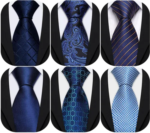 Vista 35 de Barry.Wang Juego de corbatas de seda para hombre, corbatas de boda de seda tejida formal de negocios casual (4/6/8PCS)