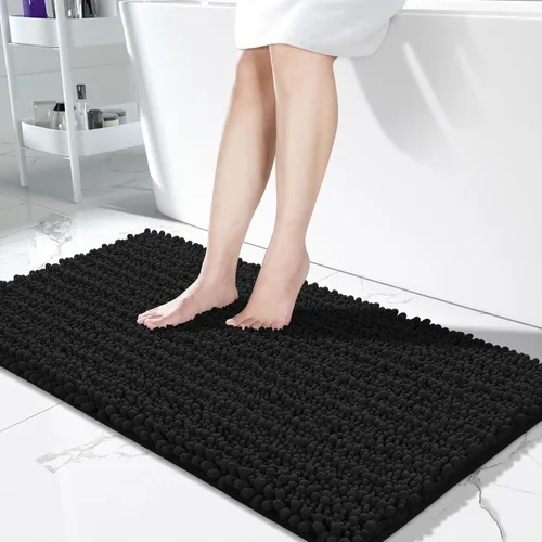 Vista 76 de Yimobra Alfombras de Baño Antideslizantes Lavables - Alfombra de Baño de Chenilla Ultra Suave Absorbente, Alfombra Peluda de Secado Rápido para Negro
