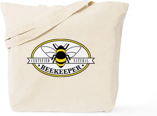 Vista 10 de CafePress Beekeeper Stencil Tote Bag Reusable Natural Beige Canvas Shopping Bag