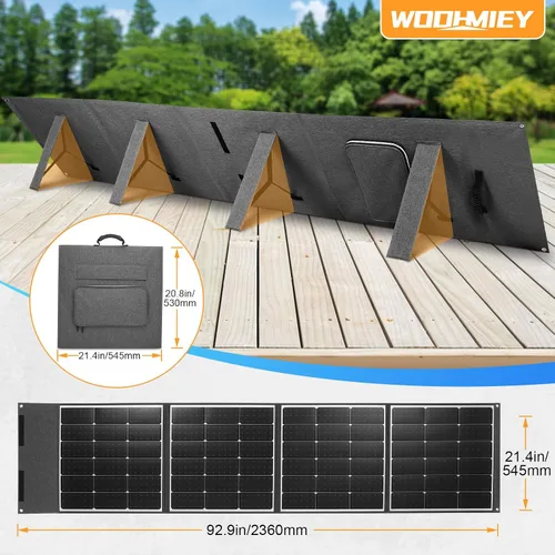 Vista 5 de Kit de panel solar plegable portátil de 200 W, cargador solar flexible de alta eficiencia con tasa de conversión del 24%, con soporte y controlador