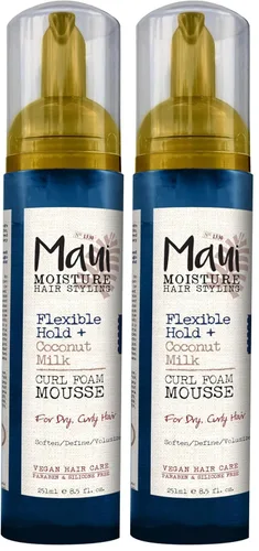 Vista 12 de Maui Moisture Mousse de espuma flexible para rizos de leche de coco, para peinado de cabello rizado, sin alcohol de secado, parabenos o silicona