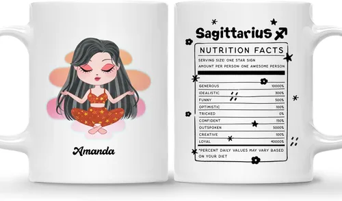 Vista 13 de Gossby Taza de café personalizada con signo de acuario, taza personalizada de horóscopo de 11 onzas para mujeres con diseño, nombre, información