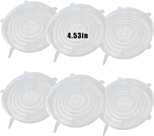 Vista 7 de Tapas elásticas de silicona, 6 piezas, 2.56 pulgadas Reusable and Durable, Silicone Container Covers, Food Storage, Expandable Bowl Covers