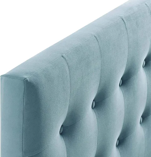 Vista 5 de Modway Emily - Cabecero de terciopelo con estilo capitoné para cama Queen, color azul claro