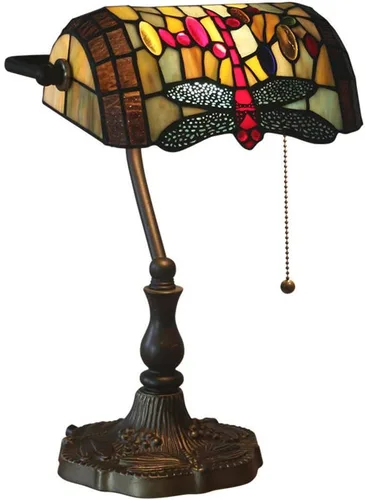Vista 11 de Baroque Stained Glass Deskp with Pull Cswitch Style Bankerp for Liviroom Office Bedroom Antzinc Base Traditional Tablep for Bedside or Desk Use/I