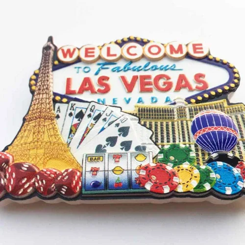 Vista 2 de 3D Famoso Casino Las Vegas Nevada USA Nevera Imán Recuerdo Regalo, Decoración del Hogar y Cocina Pegatina Magnética Las Vegas USA Refrigerador Imán